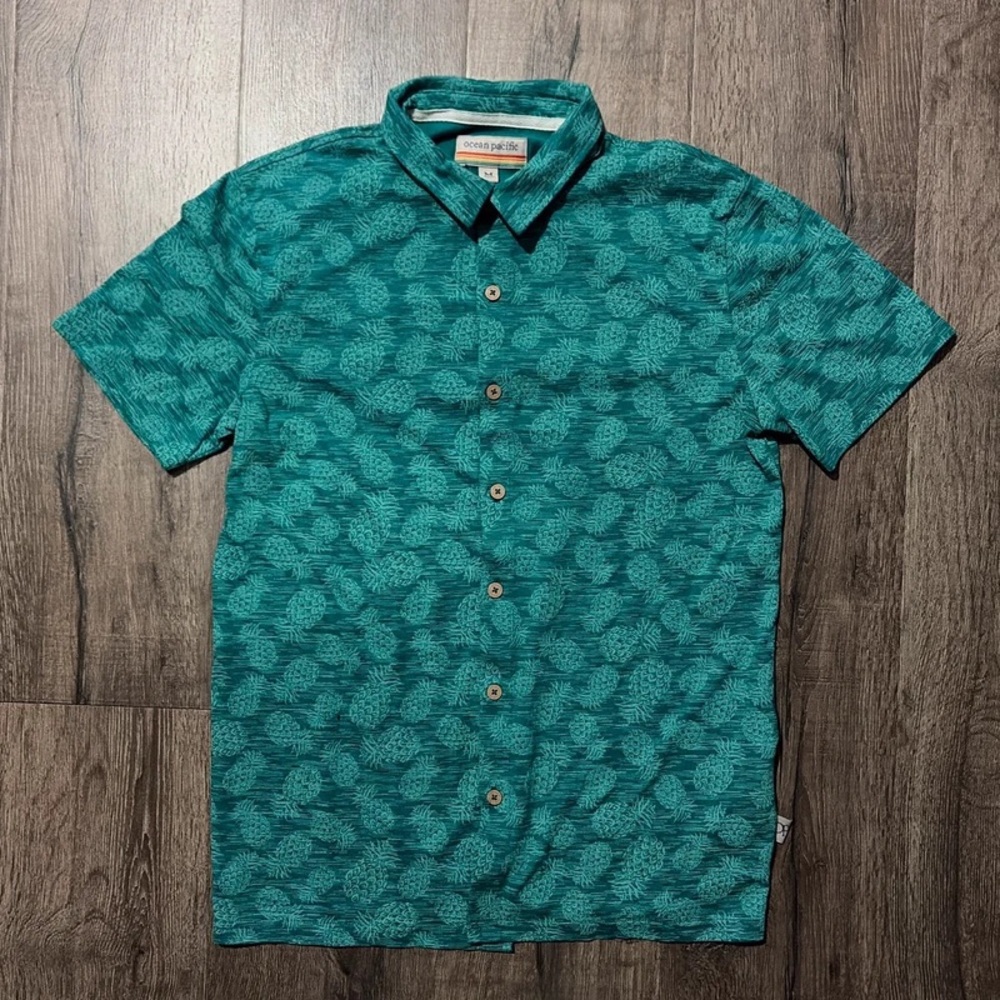 OP Teal Green Short-Sleeve Button-Down Shirt